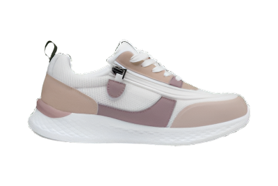 Pink and white zipper sneakers