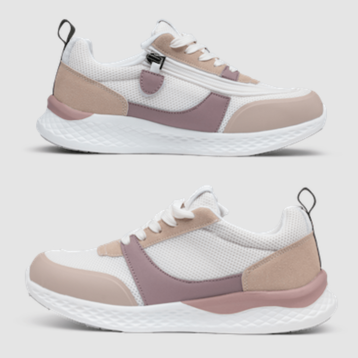 Pink and white zipper sneakers