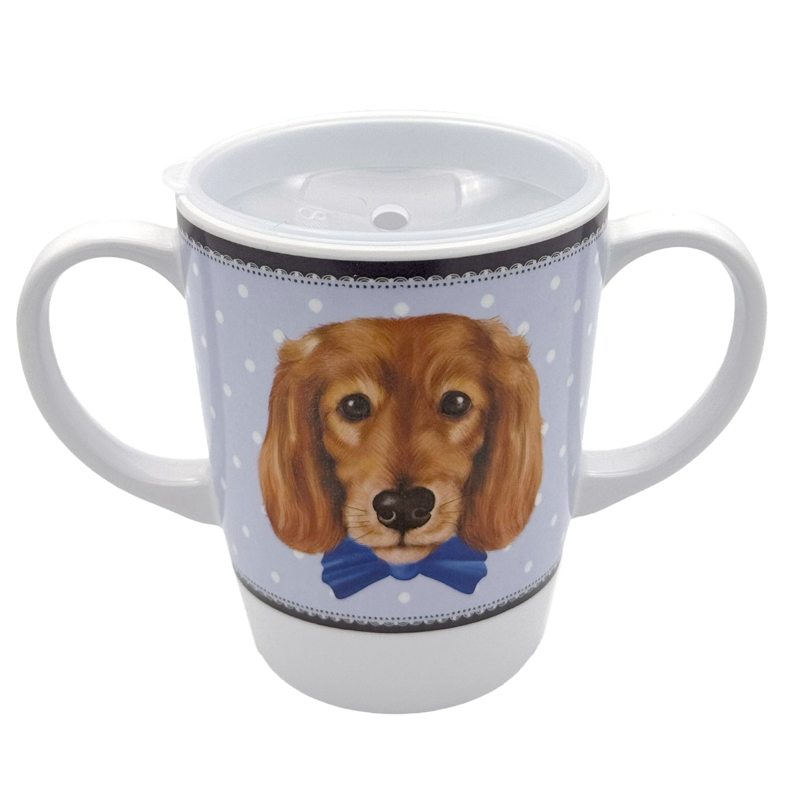 Two handled melamine mug with dignity straw lid - dog