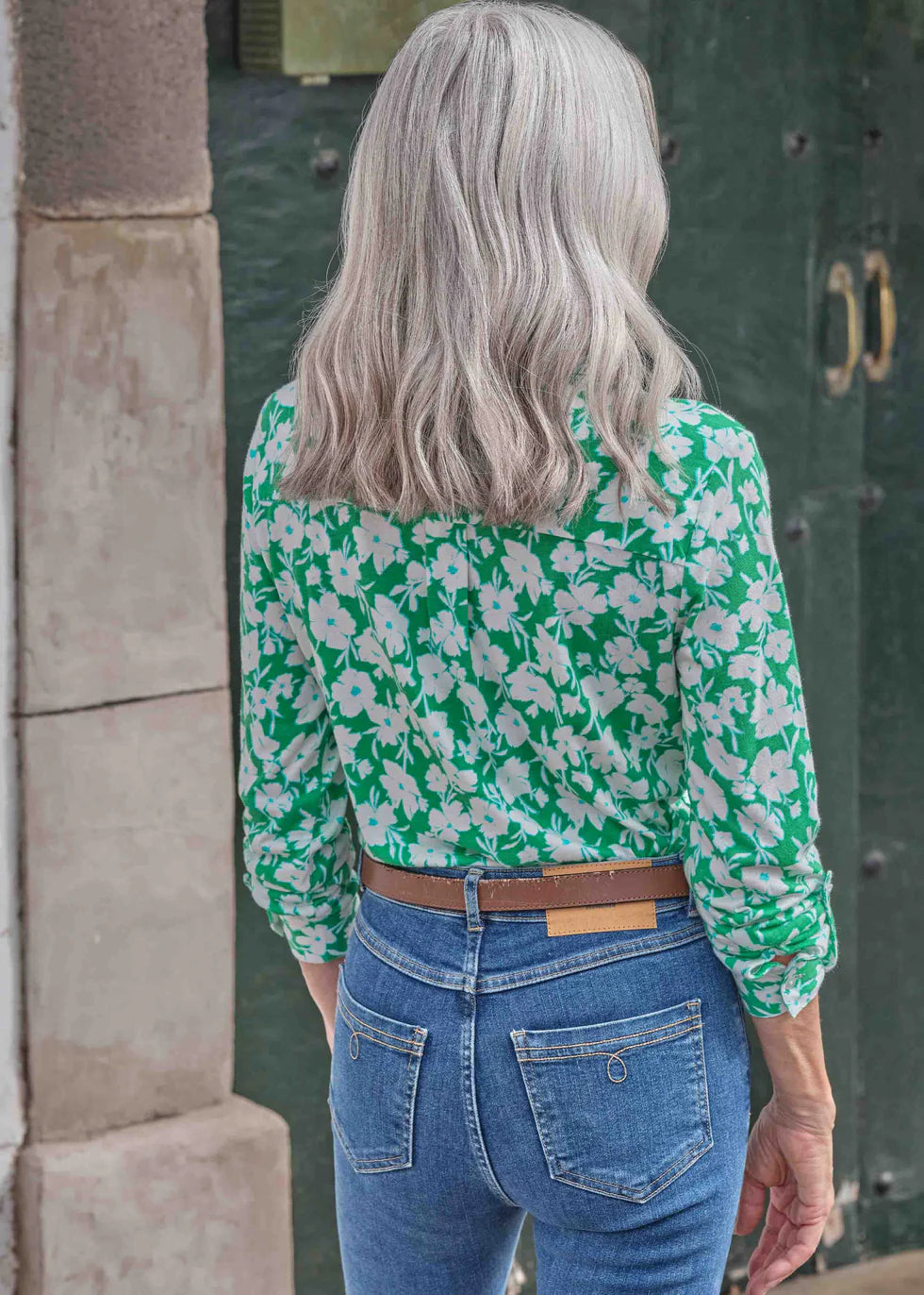 Dory jersey blouse - bold leaf
