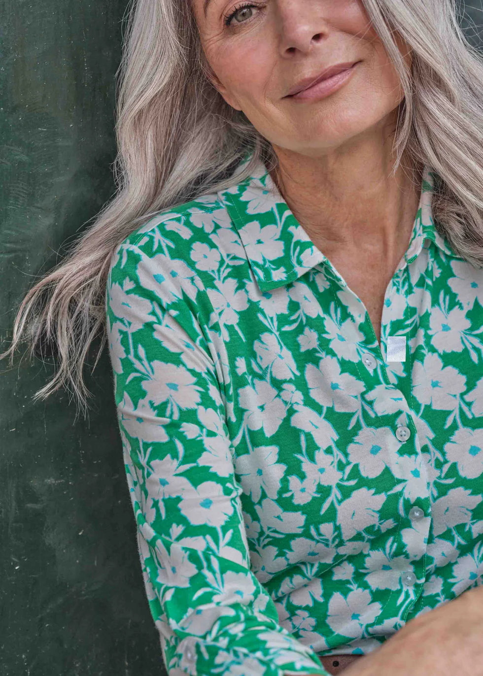 Dory jersey blouse - bold leaf