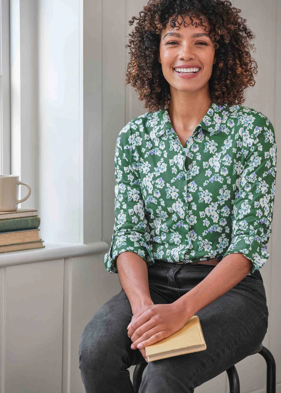 Dory jersey blouse - floral green
