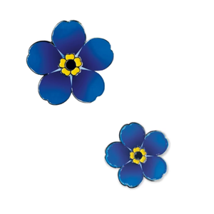 Forget-me-not enamel brooch and pin set