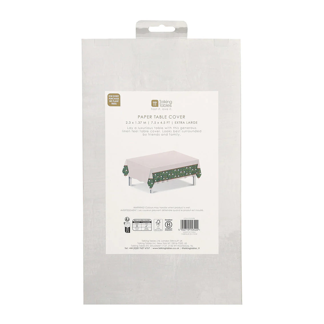 Back view of the folklore tablecloth in a packet.