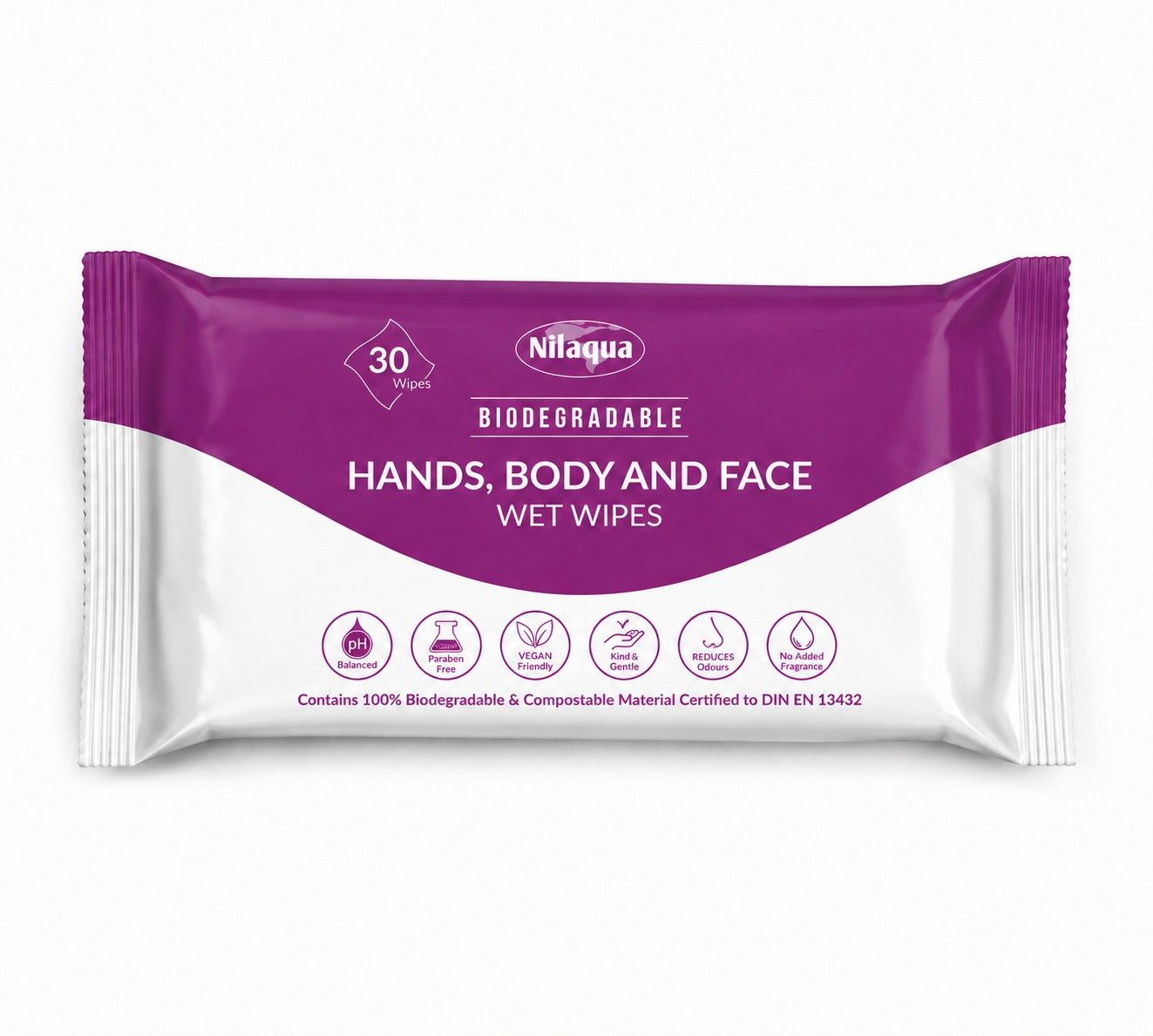 Hands, body and face wet wipes on a white background.