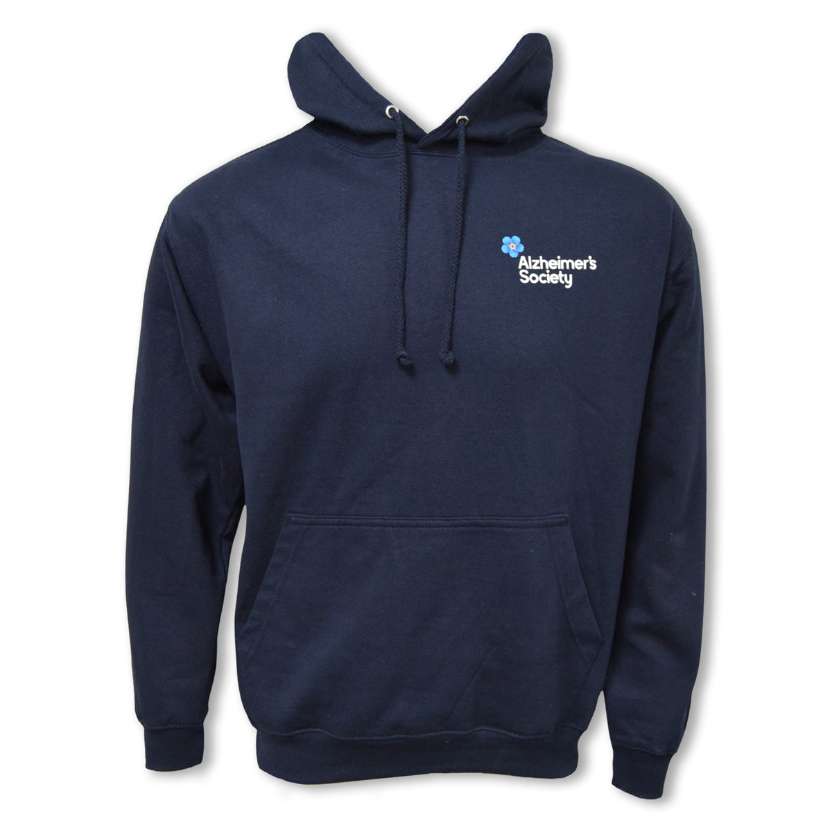 Navy blue hoodie with Alzheimer's Society logo on a white background.