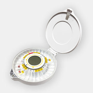 Idem pill dispenser with white lid