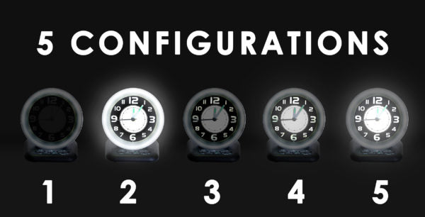 5 different light options on the clock