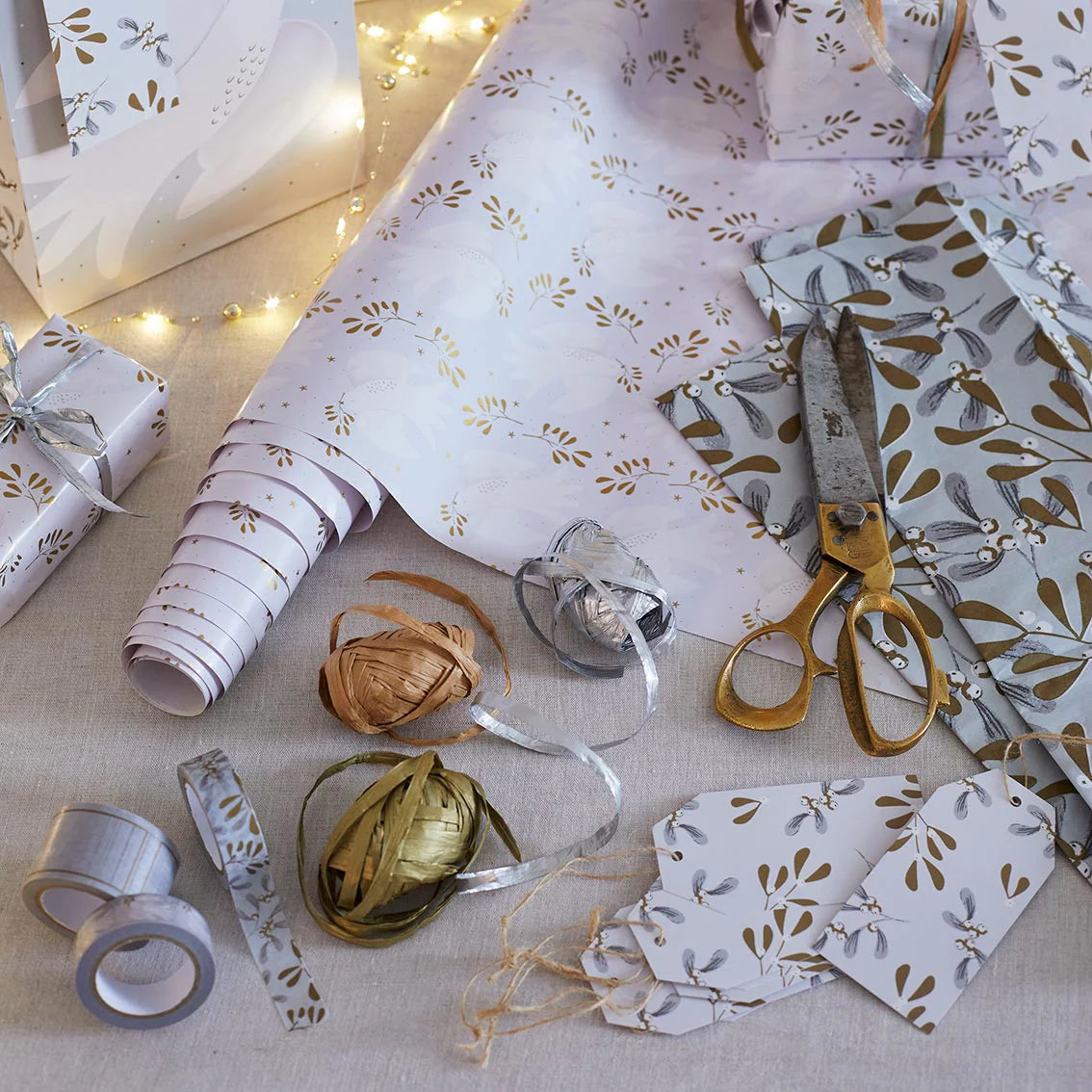 Mistletoe paper wrapping tape - pack of 3