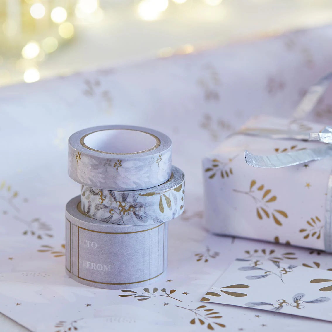 Mistletoe paper wrapping tape - pack of 3