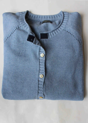 Moira cotton crew neck cardigan - periwinkle blue