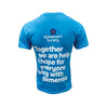 Blue t-shirt with Alzheimer's Society text and logo on a white background