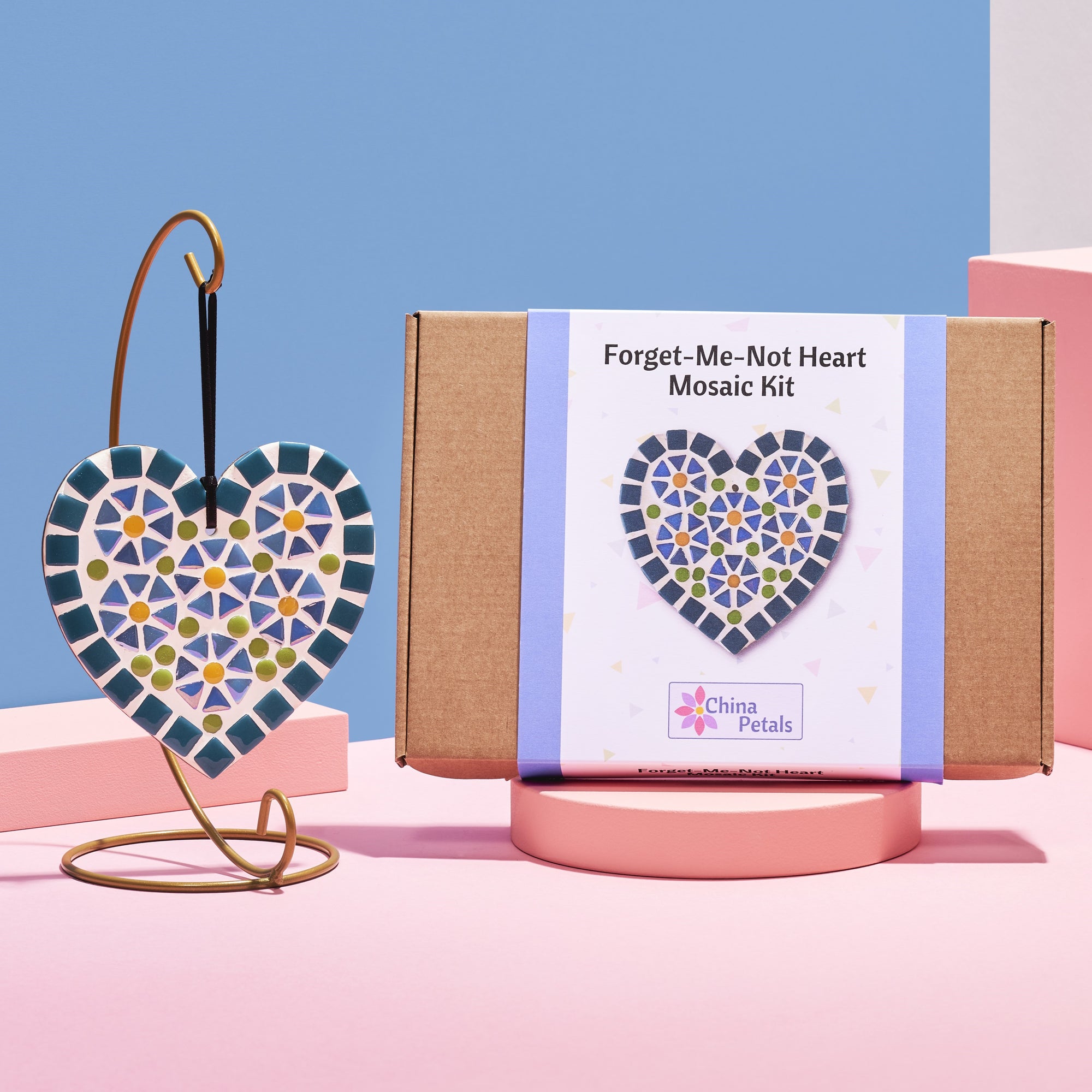 Forget-me-not heart mosaic kit