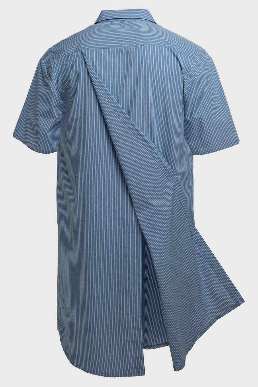 Otis short sleeve cotton back opening nightshirt - blue