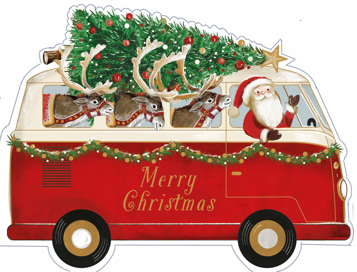 Santa and Campervan, pack of 10 cards
