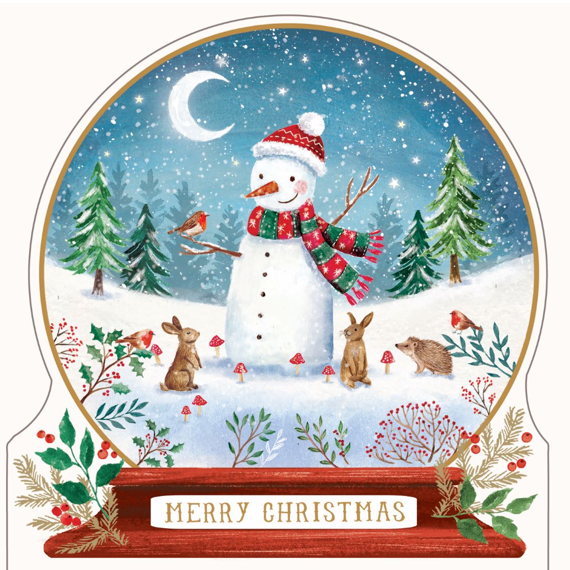 Snowman Snowglobe, pack of 10 cards