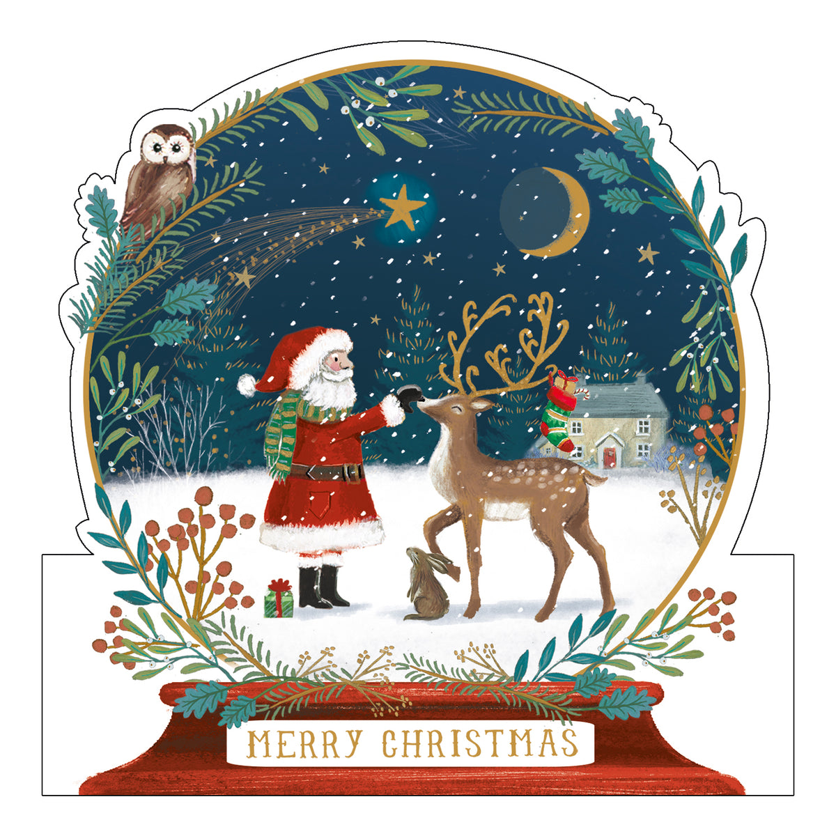 Father Christmas snowglobe, pack of 10 cards