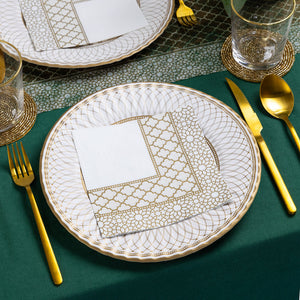 Gold & White Paper Napkins - 20 Pack