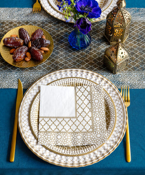 Gold & White Paper Napkins - 20 Pack