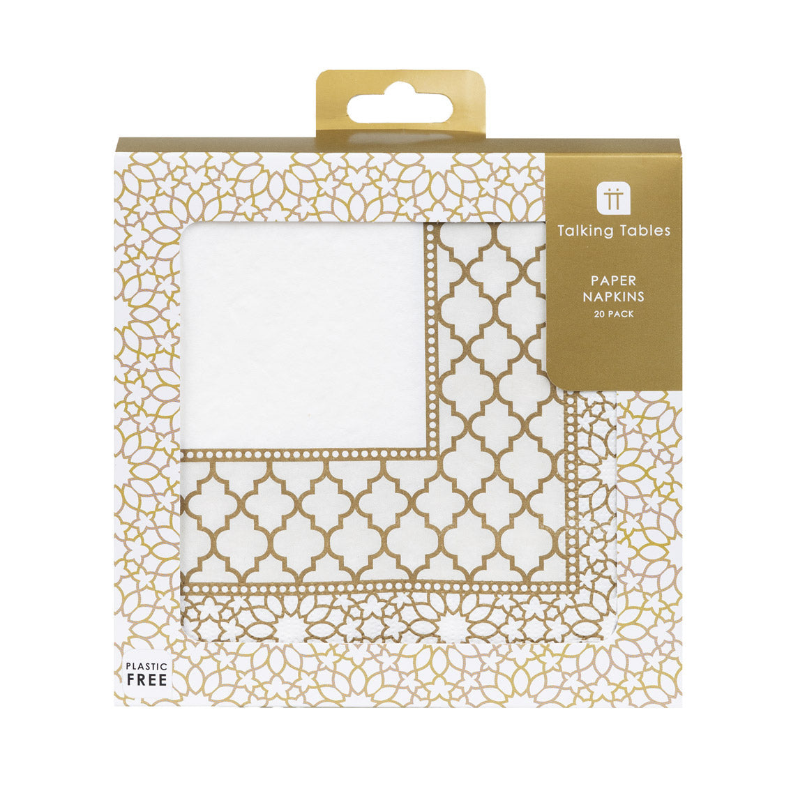 Gold and White mosaic napkins in a box