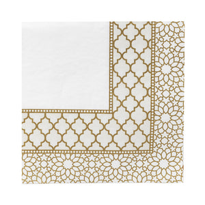 Gold & White Paper Napkins - 20 Pack