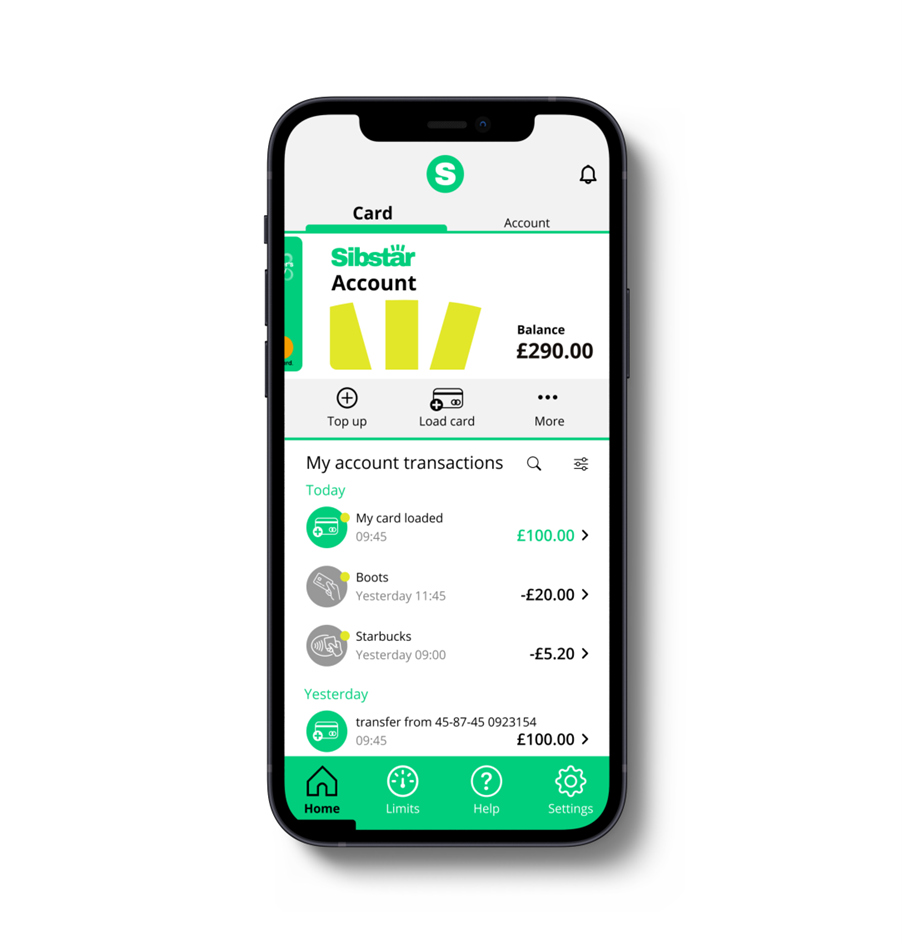 Phone displaying a banking app with transaction details on a white background