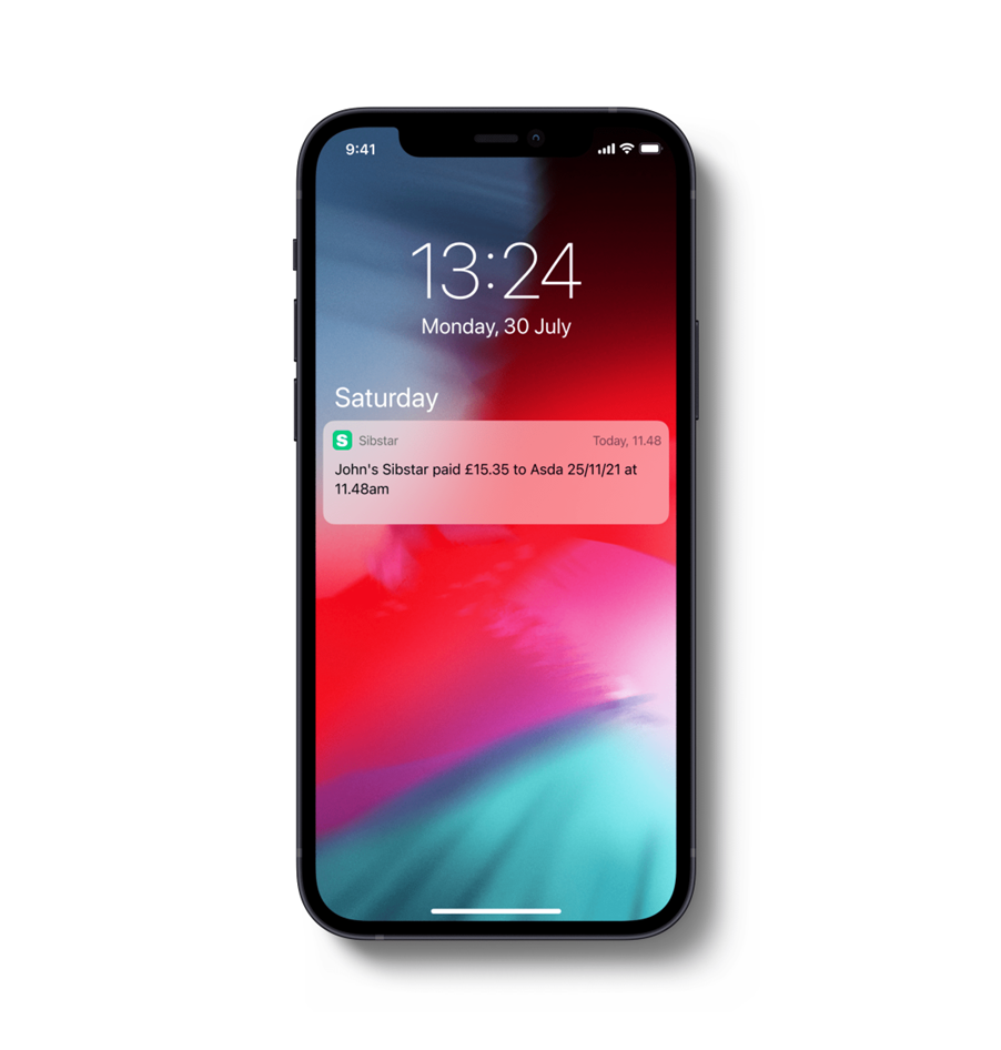 Smartphone with a colorful display on a white background