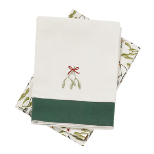 Robin and mistletoe tea towels - pack of 2