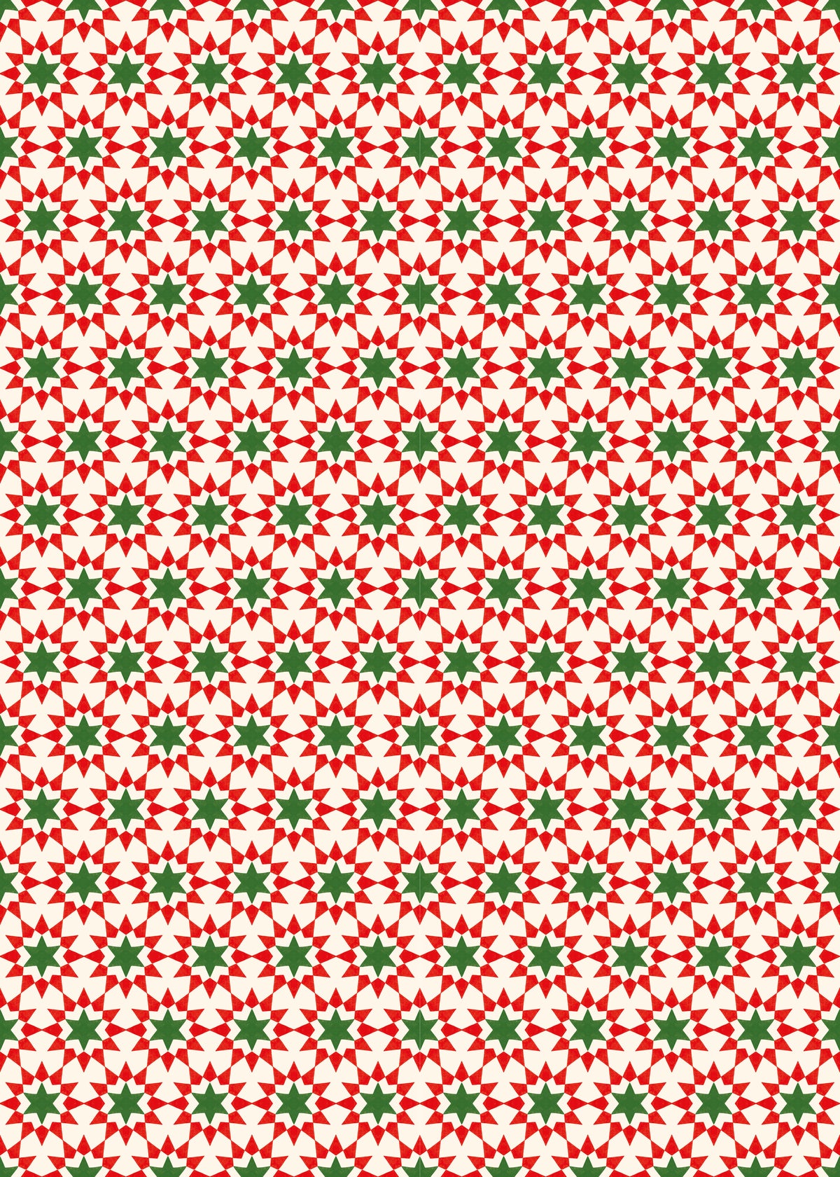 Geo Stars printed sheet of Christmas wrapping paper on a white background.