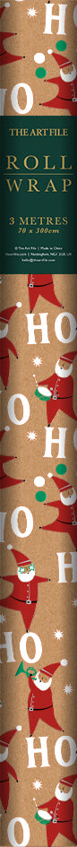 Jolly Santa printed Christmas gift wrapping paper roll on a white background.