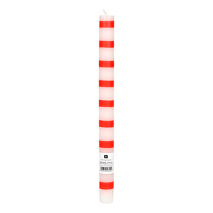Red and white striped dinner candle - single