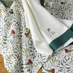 Robin and mistletoe tea towels - pack of 2