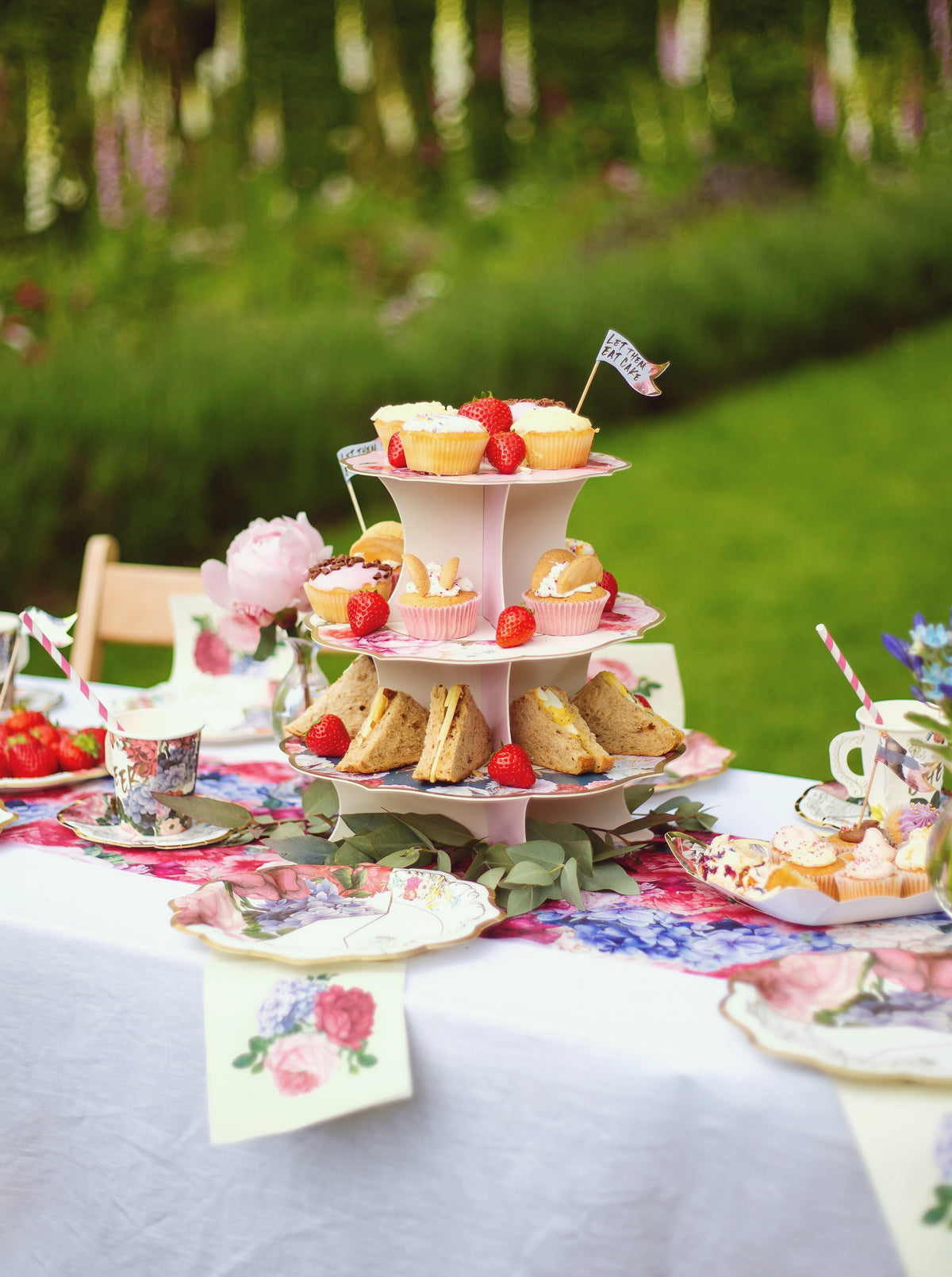 cupcake stand in the garden