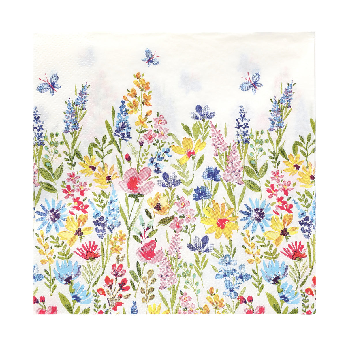 one napkin with florals and butterflies on