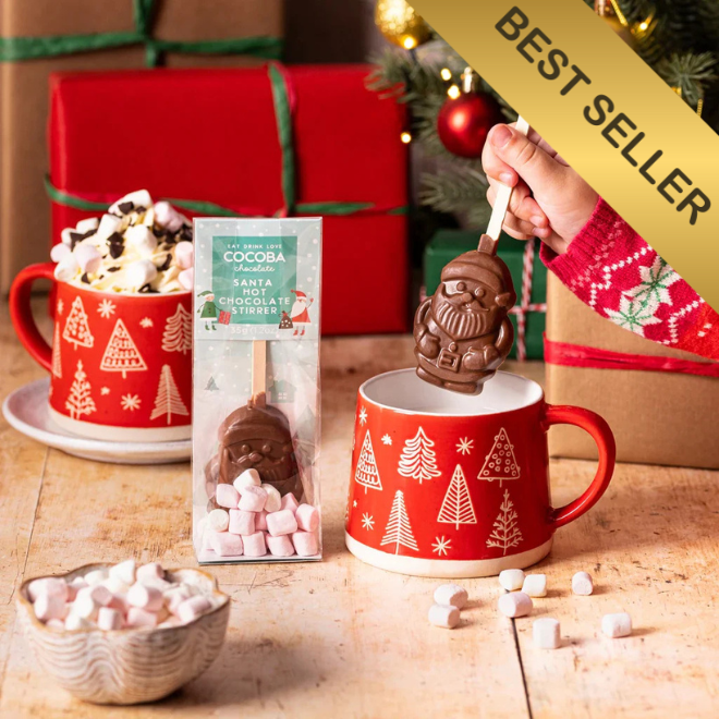 Santa hot chocolate stirrer with marshmallows