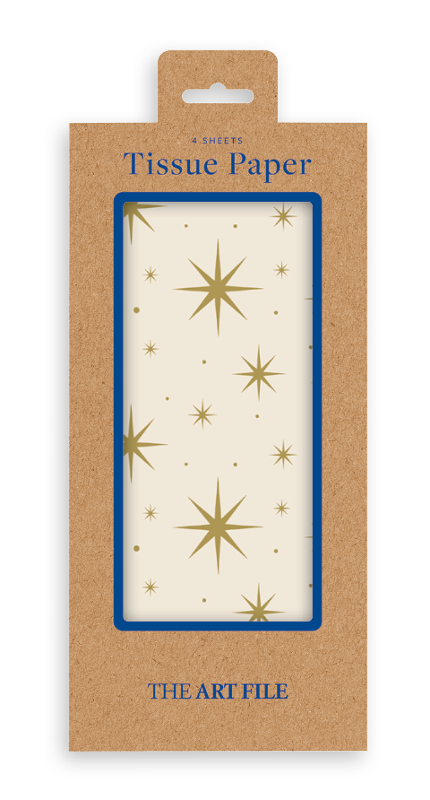 Gold stars on white tissue paper