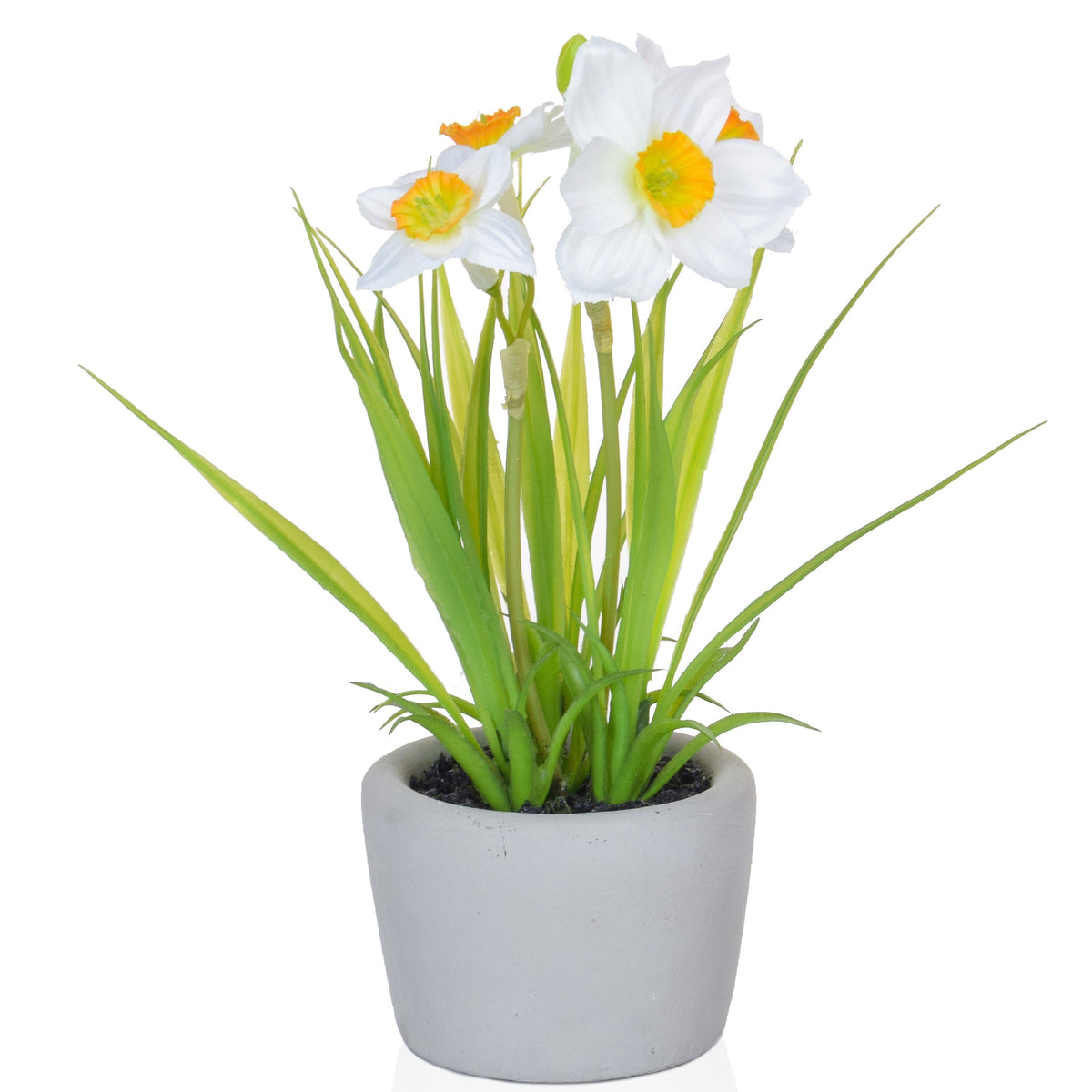 Faux daffodils in a pot