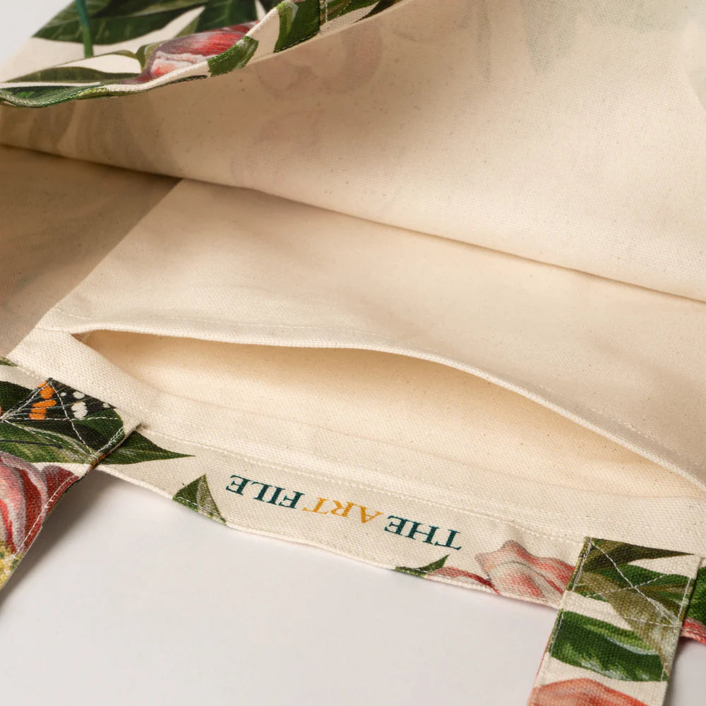 Peony and butterfly tote bag inner pocket