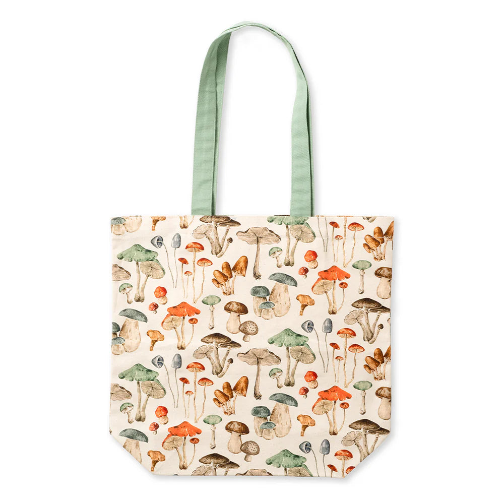 Mushroom tote bag with handles up