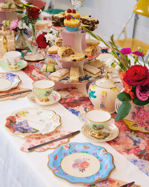 Light Pink & Blue Floral Paper Plates - 24 pack