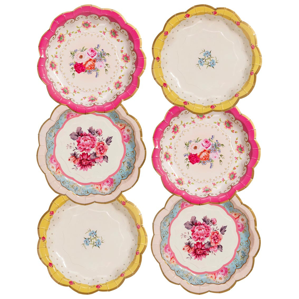 6 paper vintage plates on a white background