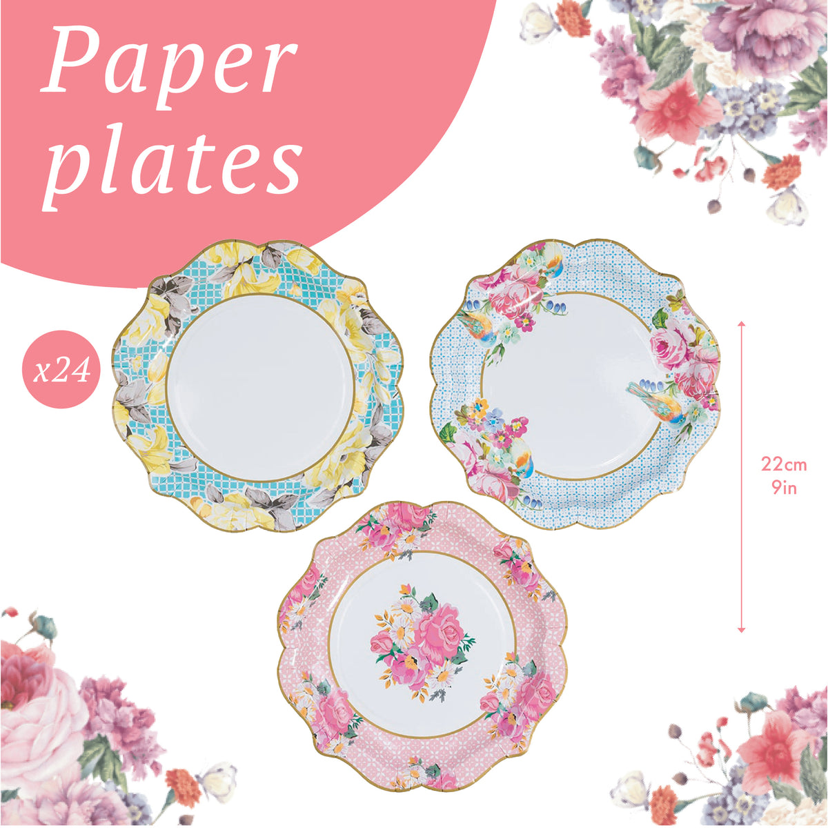 3 vintage paper plates