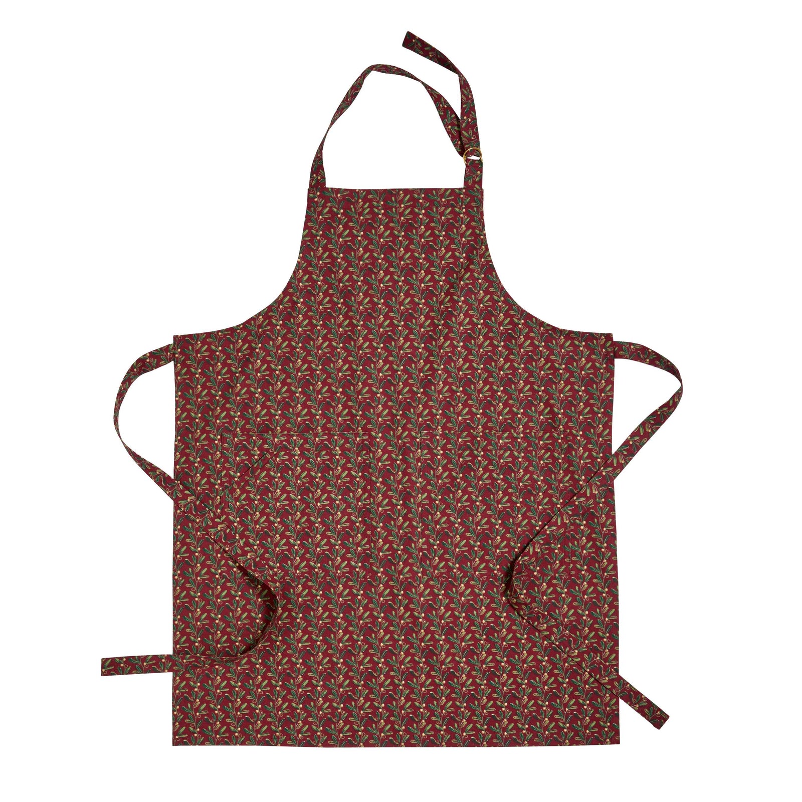 Mistletoe pattern apron on a white background.