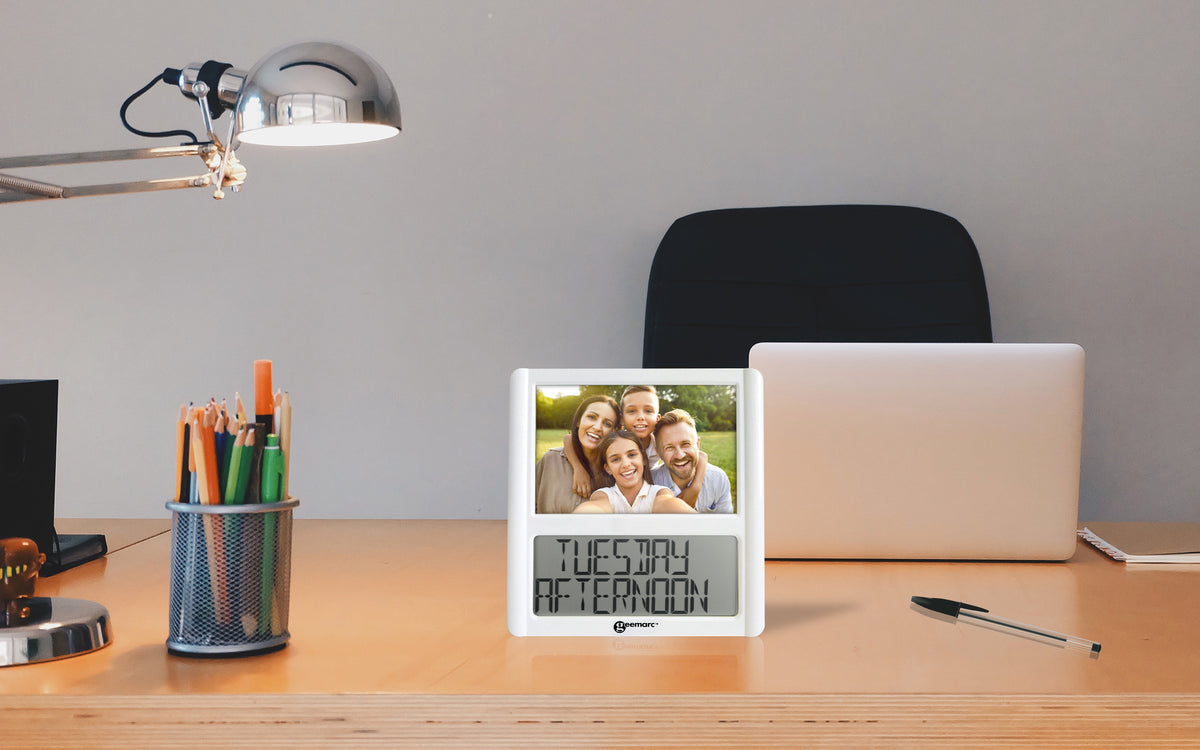 Digital clock with photo frame