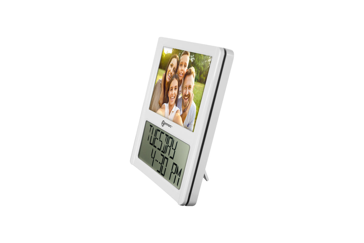 Digital clock with photo frame
