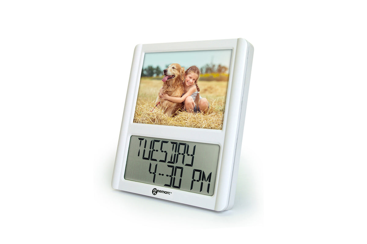 Digital clock with photo frame