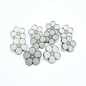 Silver metal forget-me-not flower pin badge x 10
