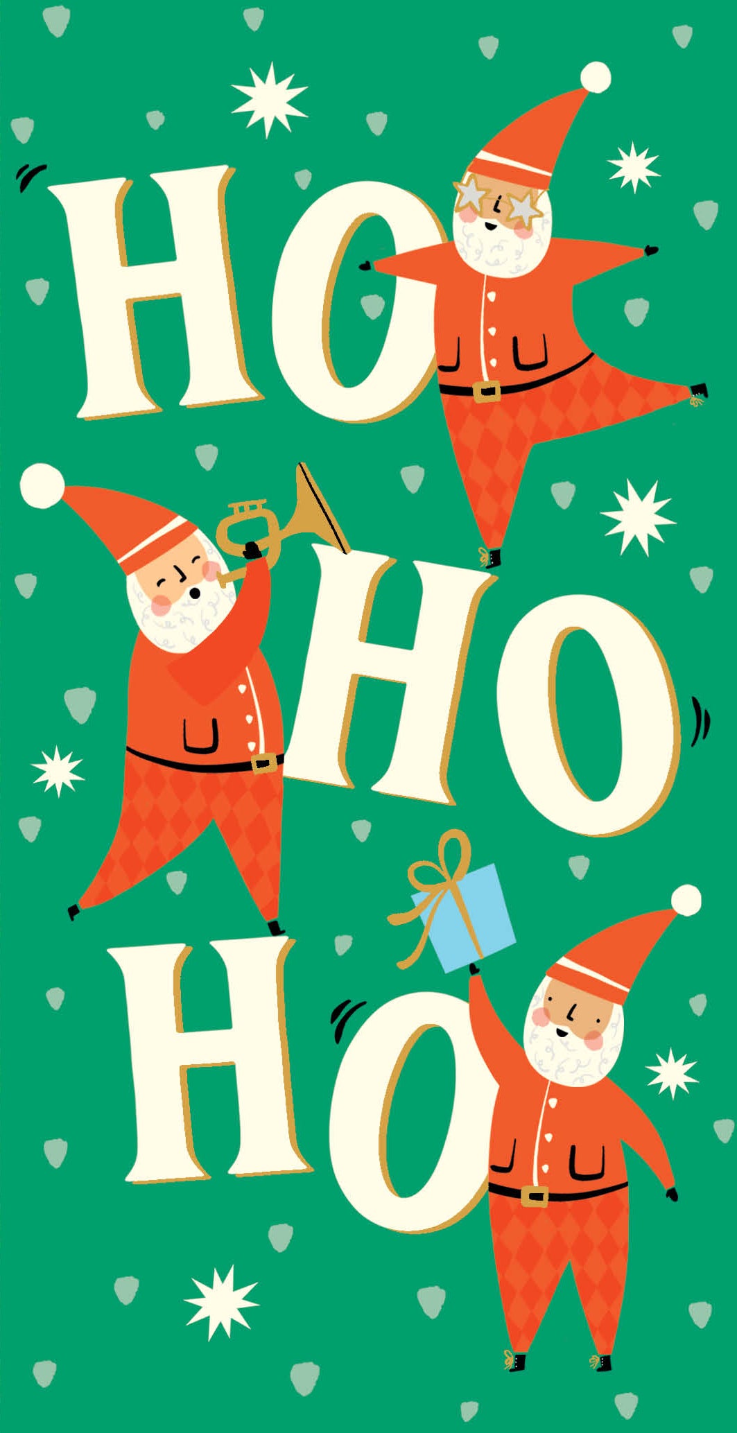 Vintage Santa Ho Ho Ho design money wallet on a white background.