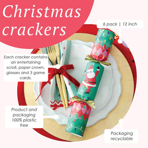 Santa Christmas crackers - pack of 6