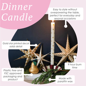 Gold star dinner candle - single